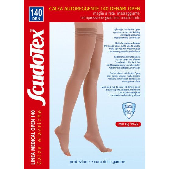 589 Чулки компрессионные 1 класс компрессии  Скудотекс  (19-22mmHg)140 den открытый носок (мысок), унисекс